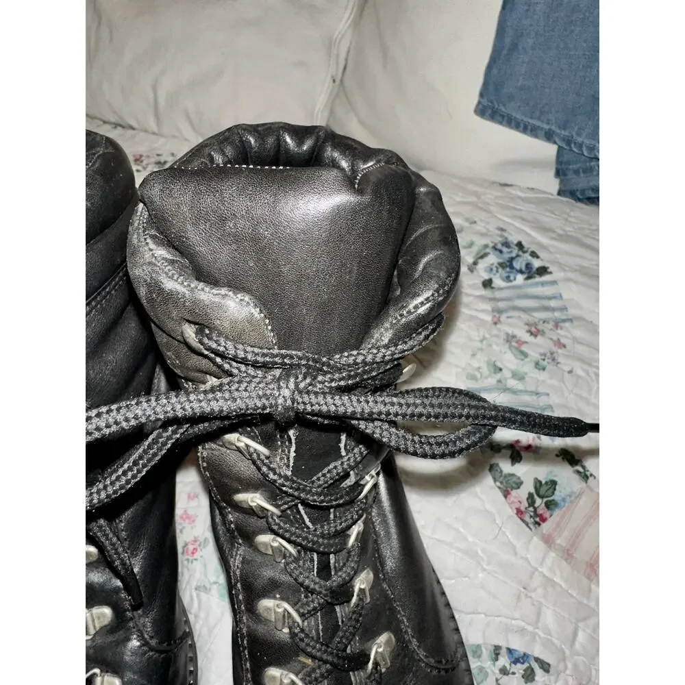 VINTAGE NINE WEST BLACK LEATHER HIKING BOOTS 7.5